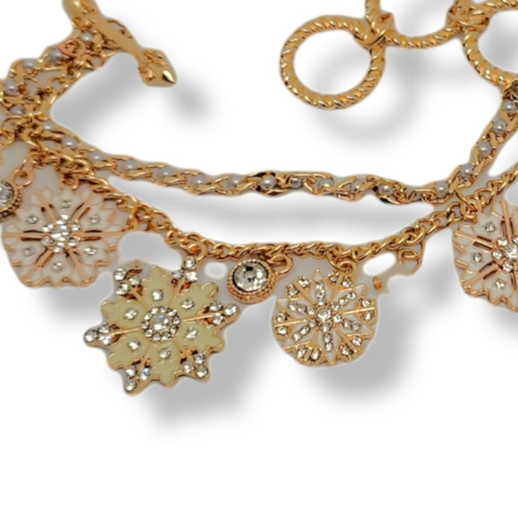 Gold-Tone Ice and Snow Charm Bracelet, one size fits most 7" to 9" wrist - Picture 3 of 8